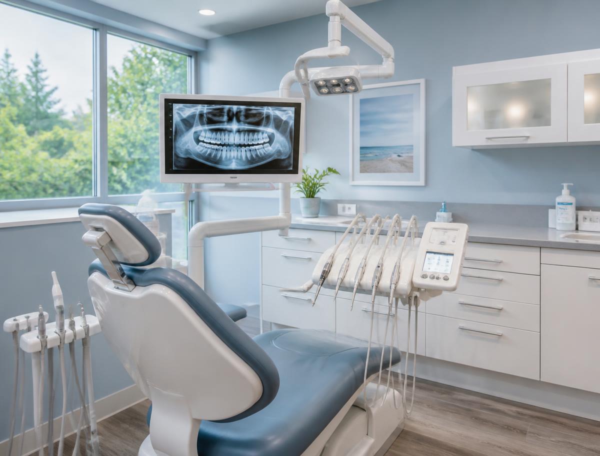 Modern treatment room with digital imaging at Jane Park Dental